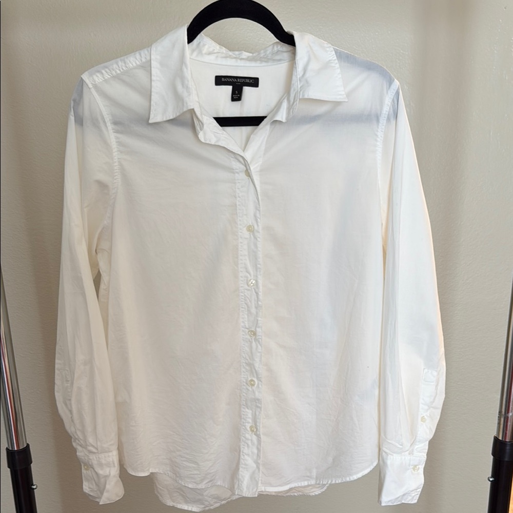 Banana Republic Factory White Button Down Shirt Classic Cotton